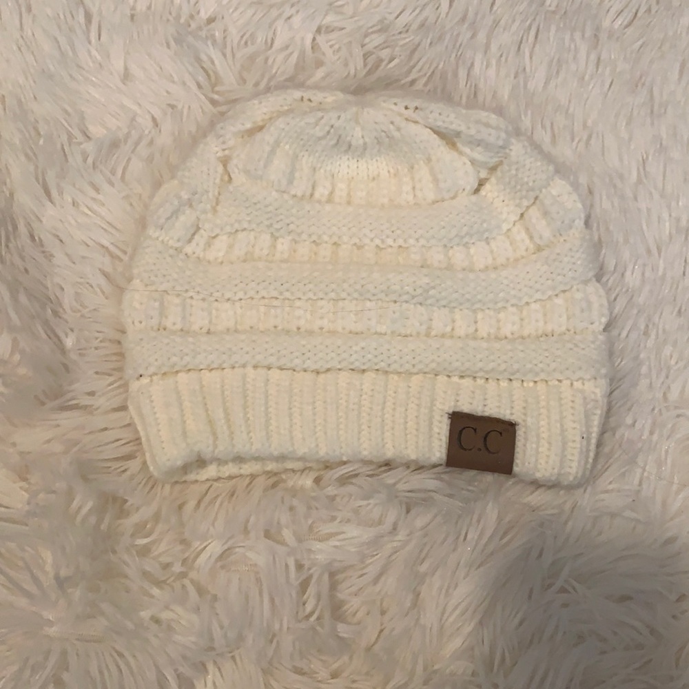 C.C white knit beanie